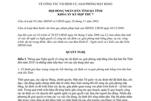 Nghị quyết 24/2006/NQ-HĐND công tác tái định cư giải phóng mặt bằng