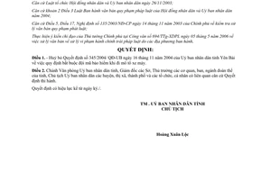 Quyết định 158/2006/QĐ-UBND xử lý văn bản ban hành trái pháp luật Yên Bái