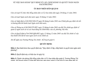 Quyết định 17/2006/QĐ-UBND lập chấp hành quyết toán ngân sách phường Quận 8 Hồ Chí Minh