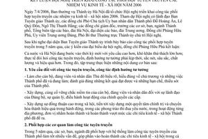 Thông báo 49-TB/TU kết luận Hội nghị triển khai công tác phối hợp tuyên truyền nhiệm vụ kinh tế xã hội năm 2006 Thành ủy Hà Nội