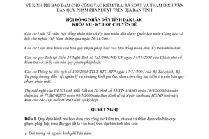 Nghị quyết 27/2006/NQ-HĐND kinh phí kiểm tra rà soát văn bản pháp luật Đắk Lắk