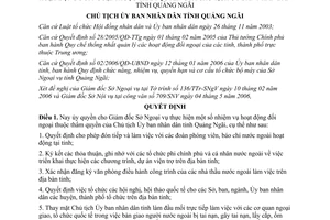 Quyết định 1112/QĐ-UBND năm 2006 ủy quyền Giám đốc Sở Ngoại vụ hoạt động đối ngoại