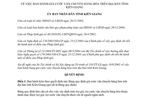 Quyết định 14/2006/QĐ-UBND Giá cước vận chuyển hàng hóa trên địa bàn tỉnh