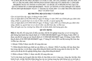 Quyết định 19/2006/QĐ-BGDĐT Quy chế thi tốt nghiệp trung học cơ sở, phổ thông sửa đổi 17/2002/QĐ-BGD&ĐT,13/2004/QĐ-BGD&ĐT,06/2005/QĐ-BGD&ĐT