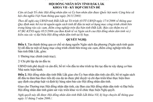 Nghị quyết 29/2006/NQ-HĐND sử dụng nguồn Ngân sách địa phương cụm điểm công nghiệp Đắk Lắk