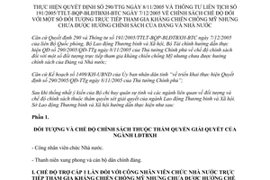 Hướng dẫn 819/LĐTBXH-TBLS 2006 chính sách cho đối tượng kháng chiến Quảng Ninh