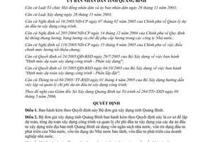 Quyết định 21/2006/QĐ-UBND Bộ đơn giá xây dựng tỉnh Quảng Bình