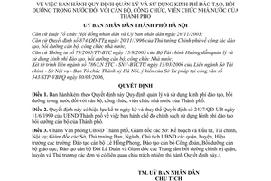 Quyết định 63/2006/QĐ-UBND quản lý sử dụng kinh phí đào tạo, bồi dưỡng cán bộ, công chức, viên chức nhà nước thành phố Hà Nội