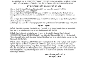 Quyết định 67/2006/QĐ-UBND xử lý công trình xây dựng vi phạm hành lang bảo vệ an toàn lưới điện cao áp thành phố Hà Nội