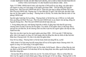 Thông báo 104/TB-UBND kết luận Nguyễn Hoàng Sơn Phó Chủ tịch UBND tỉnh họp bàn Đề án hỗ trợ xây dựng sửa chữa nhà ở người có công cách mạng, hộ nghèo