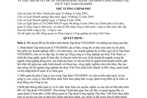Quyết định 103/2006/QĐ-TTg Đề án thí điểm hình thành Tập đoàn công nghiệp tàu thuỷ Việt nam VINASHIN