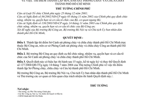 Quyết định 719/QĐ-TTg thí điểm thành lập Sở Cảnh sát phòng cháy chữa cháy thành phố Hồ Chí Minh