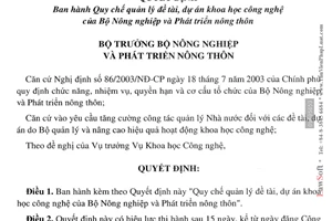Quyết định 36/2006/QĐ-BNN Quy chế quản lý đề tài, dự án khoa học công nghệ Bộ Nông nghiệp Phát triển nông thôn