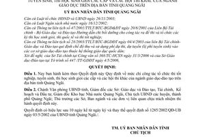 Quyết định 27/2006/QĐ-UBND mức chi công tác tổ chức kỳ thi tốt nghiệp, tuyển sinh, thi học sinh giỏi các cấp,hội thi khác tỉnh Quảng Ngãi