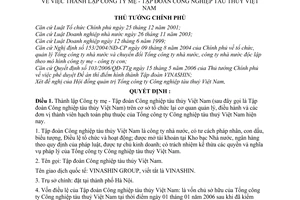 Quyết định 104/2006/QĐ-TTg thành lập Công ty mẹ-Tập đoàn Công nghiệp tàu thủy Việt Nam