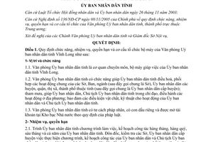 Quyết định 994/2006/QĐ-UBND chức năng nhiệm vụ Văn phòng Uỷ ban nhân dân Vĩnh Long