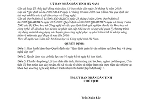 Quyết định 07/2006/QĐ-UBND quản lý nhiệm vụ khoa học công nghệ