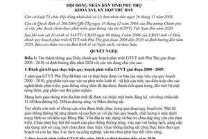Nghị quyết 61/2006/NQ-HĐND điều chỉnh quy hoạch phát triển giao thông vận tải Phú Thọ 2006 2010 đến 2020