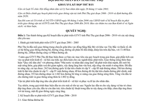 Nghị quyết 62/2006/NQ-HĐND đầu tư phát triển giao thông vận tải Phú Thọ 2006 2010