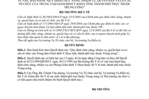 Quyết định 16/2006/QĐ-BYT chức năng, nhiệm vụ, quyền hạn cơ cấu tổ chức Trung tâm Giám định Y khoa tỉnh, thành thuộc TW