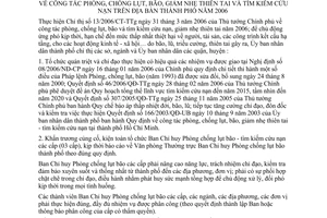 Chỉ thị 18/2006/CT-UBND công tác phòng chống lụt, bão, giảm nhẹ thiên tai tìm kiếm cứu nạn năm 2006 địa bàn Hồ Chí Minh
