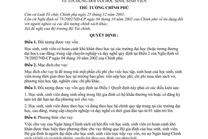 Quyết định 107/2006/QĐ-TTg tín dụng học sinh, sinh viên