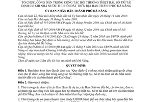 Quyết định 47/2006/QĐ-UBND trình tự, trách nhiệm giải quyết công việc tổ chức, công dân trong công tác bồi thường,tái định cư thành phố Đà Nẵng
