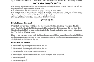Quyết định 86/2006/QĐ-BQP Chế độ báo cáo công tác thi hành án dân sự trong quân đội