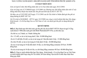 Quyết định 130/2006/QĐ-UBND mức thu phí Dự án BOT ranh giới Bình Phước  Bình Dương