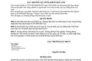 Công văn 163/ĐKVN  Hướng dẫn kiểm tra chất lượng xe máy chuyên dùng