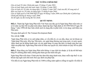 Quyết định 108/2006/QĐ-TTg thành lập Ngân hàng Phát triển Việt Nam