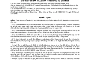Quyết định 2297/2006/QĐ-UBND phân công giải quyết đầu tư xây dựng ngành giao thông–công chính