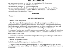 Decree No. 52/2006/ND-CP of May 19, 2006, on issuance of enterprise bonds