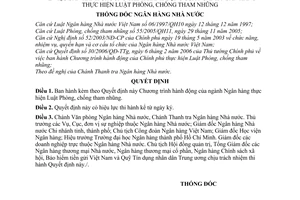 Quyết định 937/QĐ-NHNN Chương trình hành động ngành Ngân hàng thực hiện Luật Phòng, chống tham nhũng