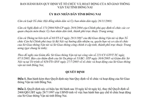 Quyết định 41/2006/QĐ-UBND Quy định tổ chức hoạt động Sở Giao thông Vận tải Đồng Nai