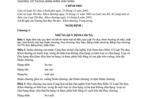Nghị định 50/2006/NĐ-CP mẫu Huân chương, Huy chương, Huy hiệu,Bằng Huân chương, Bằng Huy chương, Cờ Thi đua, Bằng khen, Giấy khen