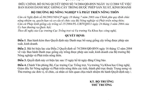 Quyết định 40/2006/QĐ-BNN  Danh mục giống cây trồng được phép sản xuất, kinh doanh điều chỉnh 74/2004/QĐ-BNN