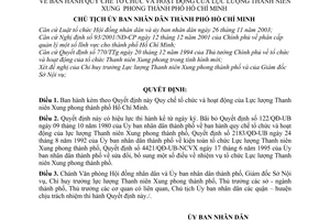 Quyết định 78/2006/QĐ-UBND Quy chế tổ chức hoạt động  Lực lượng Thanh niên Xung phong thành phố Hồ Chí Minh