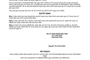 Quyết định 469/QĐ-UBND 2006 thực hiện Chính sách quốc gia Y Dược học cổ truyền tỉnh Bình Định