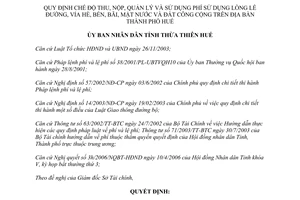 Quyết định 1295/2006/QĐ-UBND thu nộp quản lý sử dụng phí sử dụng lòng lề đường vỉa hè Thừa THiên Huế