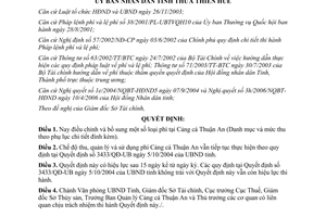 Quyết định 1290/2006/QĐ-UBND điều chỉnh phí Cảng cá Thuận An