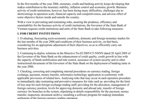 Directive No. 02/2006/CT-NHNN of May 23, 2006, on the intensification of restraining and preventive measures for risks in business activity of credit institutions