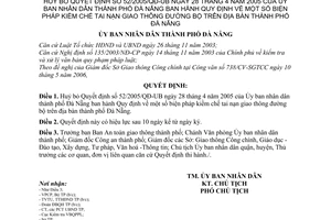 Quyết định 48/2006/QĐ-UBND-ĐNg biện pháp kiềm chế tai nạn giao thông đường bộ thành phố Đà Nẵng hủy bỏ 52/2005/QĐ-UB