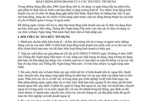 Chỉ thị 02/2006/CT-NHNN tăng cường biện pháp phòng ngừa hạn chế rủi ro hoạt động kinh doanh tổ chức tín dụng