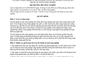 Quyết định 13/2006/QĐ-BCN chức năng, nhiệm vụ, quyền hạn cơ cấu tổ chức Cục Kỹ thuật an toàn công nghiệp