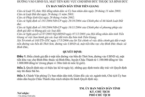 Quyết định 22/2006/QĐ-UBND-TG điều chỉnh giá đất mặt tiền đường vào bến đò Thới Sơn, đường vào UBND xã, mặt tiền khu vực chợ Bình Đức