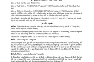 Quyết định 1099/2006/QD-UBND thành lập trung tâm phát triển quỹ đất Ninh Bình