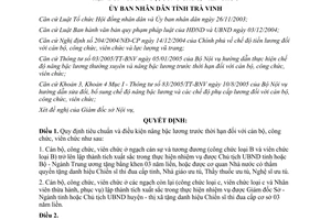 Quyết định 18/2006/QĐ-UBND tiêu chuẩn điều kiện nâng bậc lương trước thời hạn cán bộ công viên chức Trà Vinh