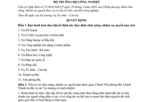 Quyết định 1352/2006/QĐ-BCN chức năng, nhiệm vụ, quyền hạn Văn phòng, Thanh tra,Vụ chức năng thuộc Bộ Công nghiệp