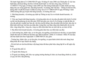 Thông tư 54/2006/TT-BVHTT hướng dẫn quy hoạch nhà hàng karaoke, vũ trường